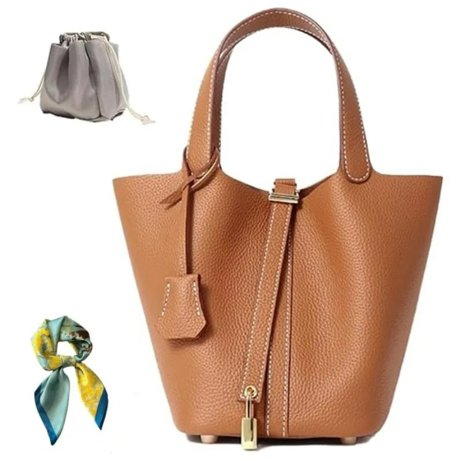 Bucket Bag – Lock Design Shoulder Handbag – Cloth | KIMLUD