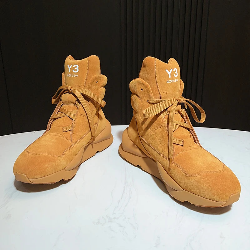 Sneakers – Hand-painted – Cowhide Leather – High Top Unisex | KIMLUD