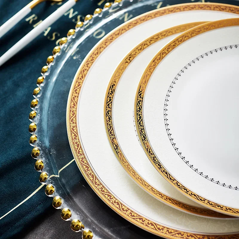 Jingdezhen Porcelain Bowl and Plate Set Modern Minimalism — Ivory White | KIMLUD