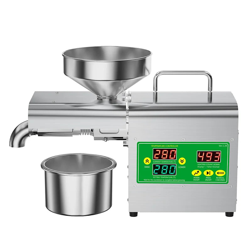 Stainless Steel Oil Press Machine 600W Intelligent Cold And Hot Press — Silver | KIMLUD