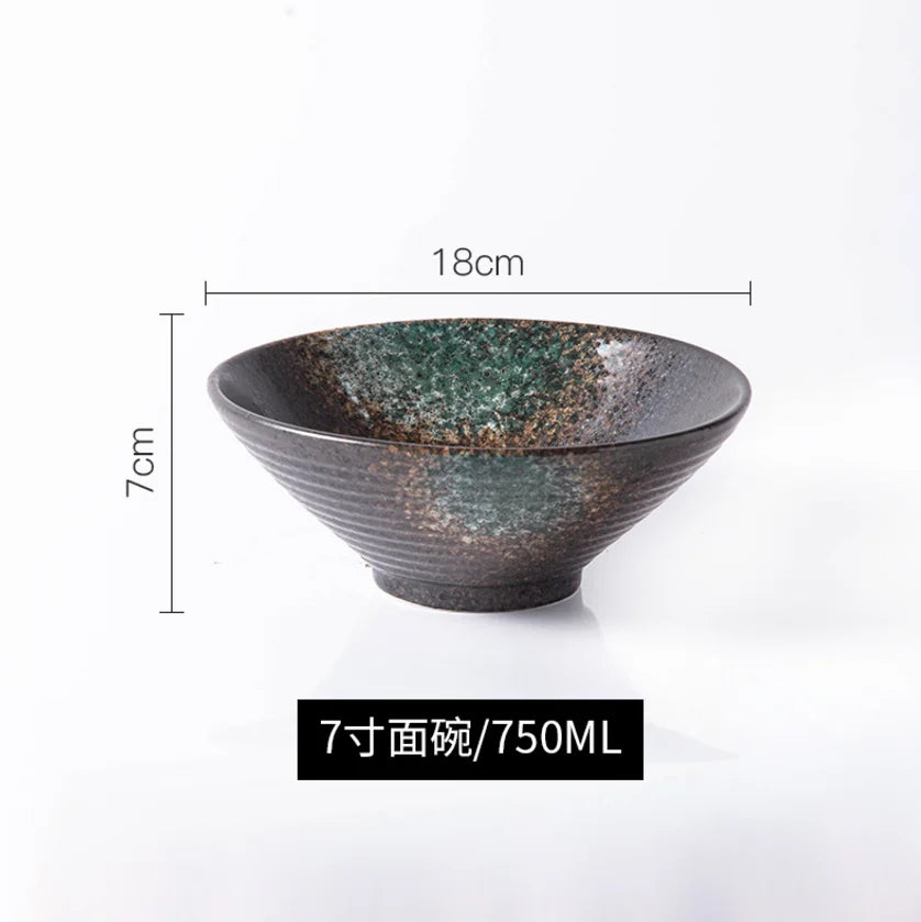 Porcelain Ramen Bowl Japanese Tableware — Deep Black | KIMLUD