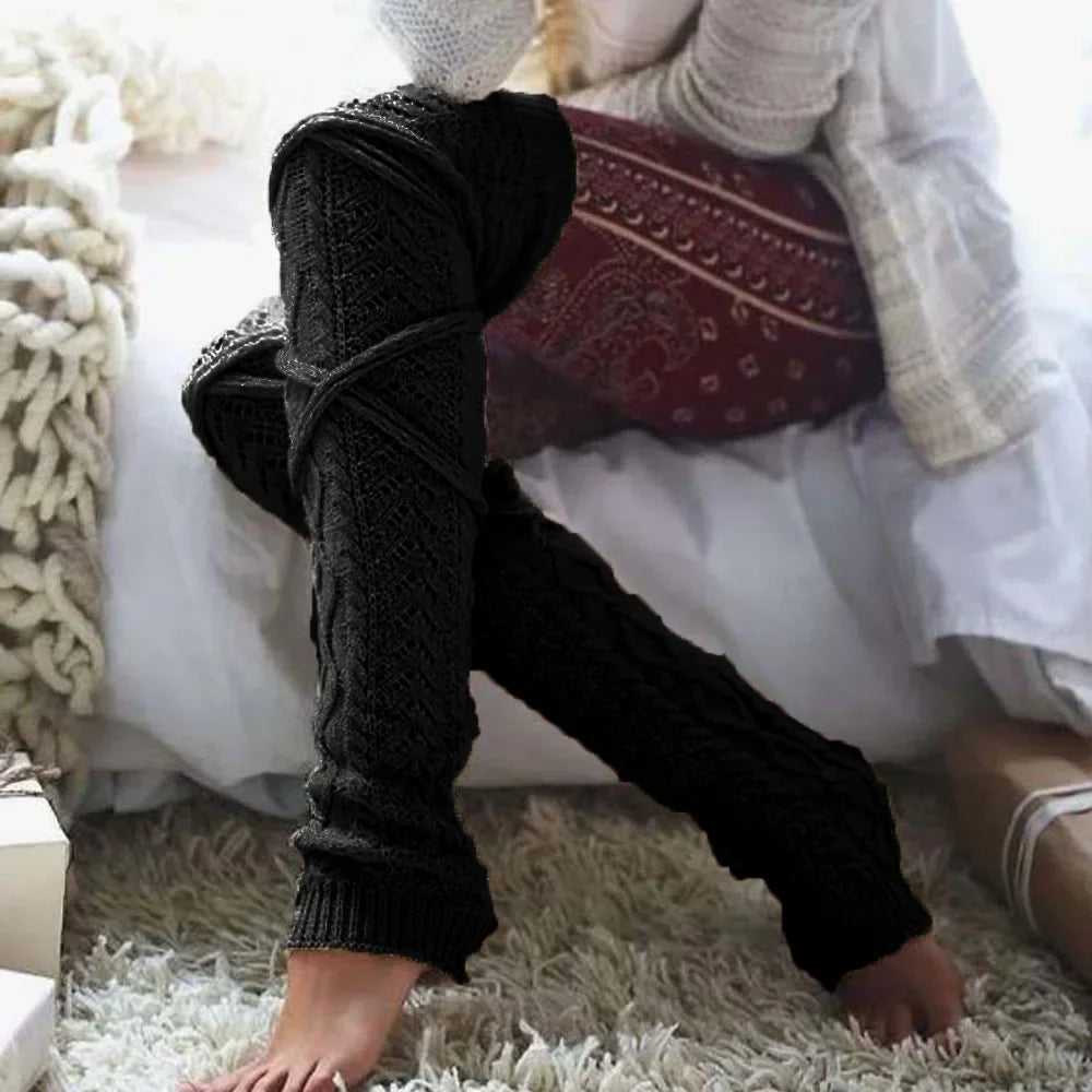 KIMLUD, Womens Leg Warmers Boots Gaiter Winter Ankle Warm Thermal Ladies Wool Above Knee High Socks Knitted Female Y2k Accessory Gothic, KIMLUD Womens Clothes