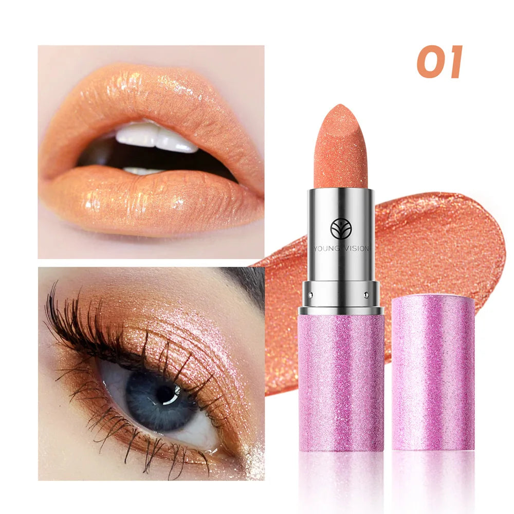 Metallic Glitter Lipstick Velvet-Glass Finish With Iridescent Glow And Long Lasting Comfort — Iridesce | KIMLUD