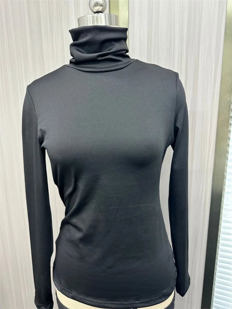 Woman Foreign Style Skirt Two-piece Suit Spring Autumn Fashion Solid High Neck Top+skirts Set Ladies Elegant Party Prom Clothing