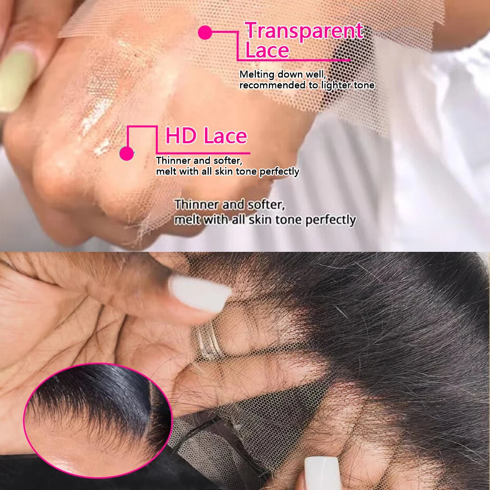 42 44 Inch 13x4 13x6 HD Transparent Body Wave Lace Frontal Wigs For Women 200 Density Preplucked 5x5 Closure Lace Wig Human Hair