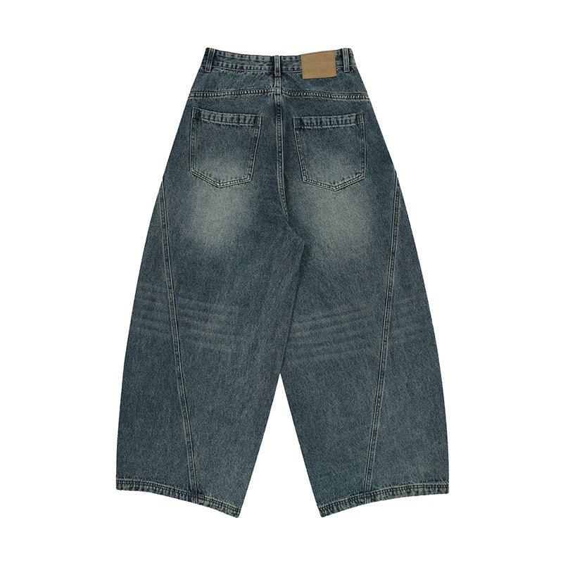Baggy Wide-leg Jeans Men's Oversized Streetwear Vintage Washing Y2K Denim Pants Spliced Autumn Fashion Loose Man Trousers