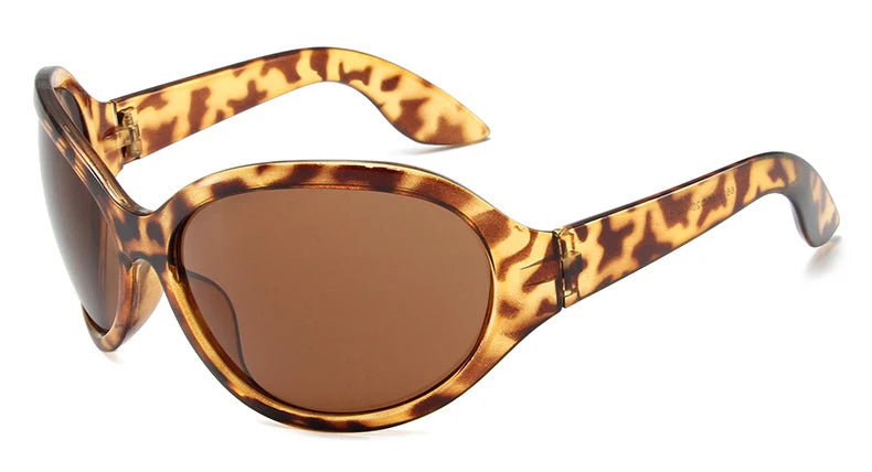 Oversized Y2K Sunglasses Wraparound Frames — Silver | KIMLUD