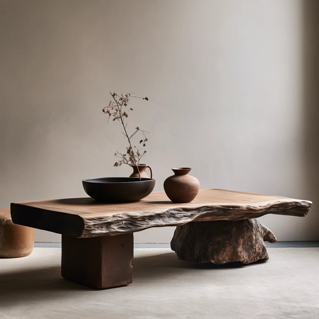 Solid Wood Coffee Table Minimalist Modern — Natural Wood | KIMLUD