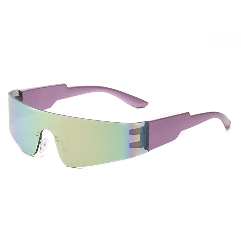 Cycling Punk Eyeglasses Wrap Around Mirrored Lenses — Black | KIMLUD