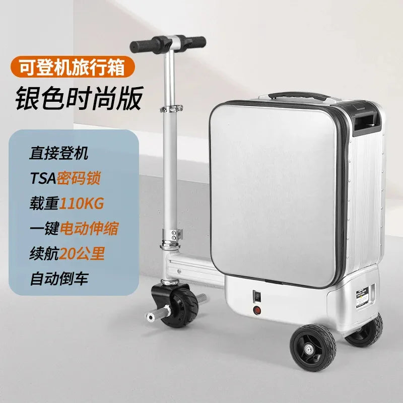 Electric Suitcase Scooter 20 Inch Front-Open — Silver | KIMLUD