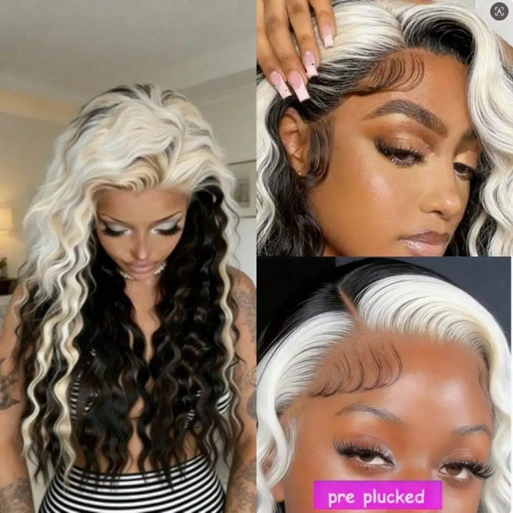Lace Front Wig – Body Wave – Brazilian Hair – Highlight White Black | KIMLUD