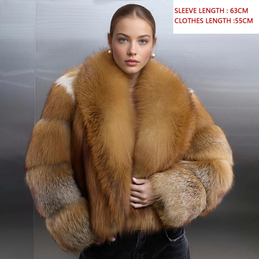Fox Fur Jacket – Cropped Silhouette – Fox Fur – Red | KIMLUD