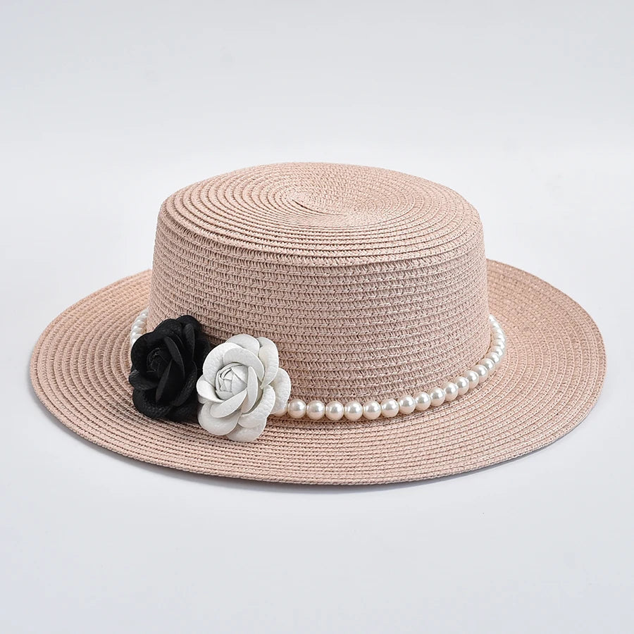 Straw French Style Classic Boater Hat — Beige | KIMLUD