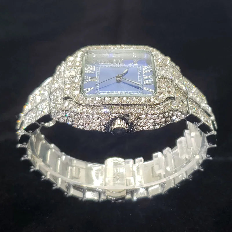 Luxury Brand Diamond Watches for Men Fashion Cool Shiny Silver Jewelry Clock Hip Hop Iced Out Original Reloj Hombre Dropshipping