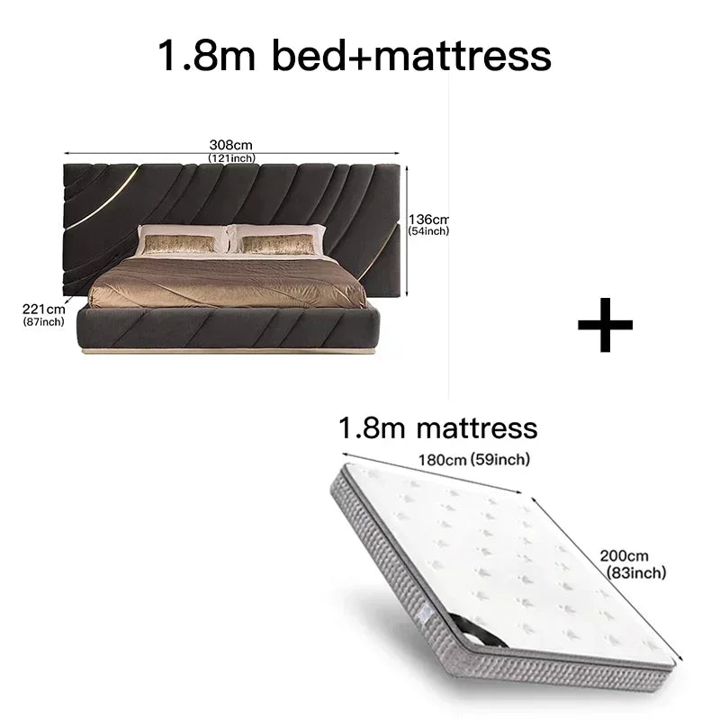 High-end Double Bed Luxury Bedroom Furniture Set Customizable Villa Bedroom Furniture Black Mattress King/Queen Size Bed Frame