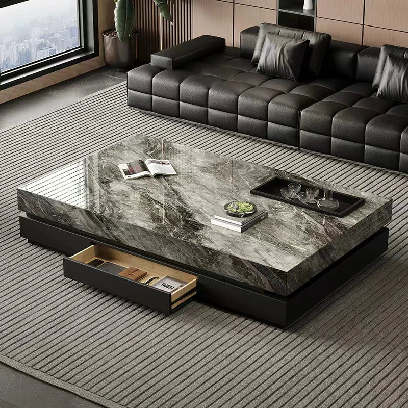 Italian Luxury Coffee Table Decoration Designer Clear Aesthetic Coffee Table Minimalist Space Saving Meubles Home Furniture