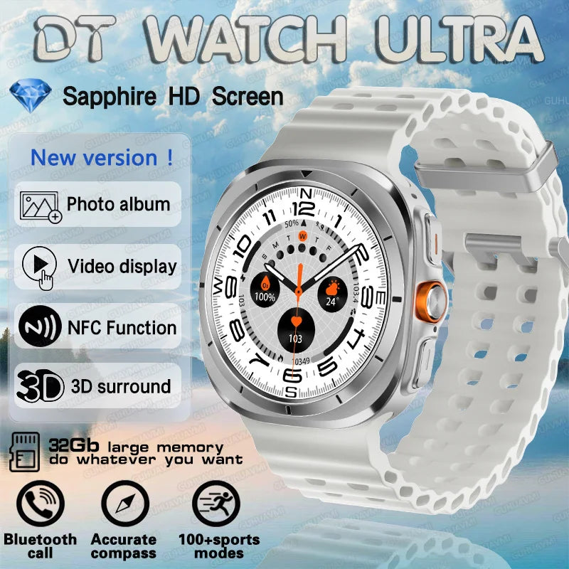 2025 New DT Watch 7 Ultra Smart Watch Men 32GB Memory Video GPS NFC 47mm AMOLED Fitness Sports Tracker Health Smartwatches Women