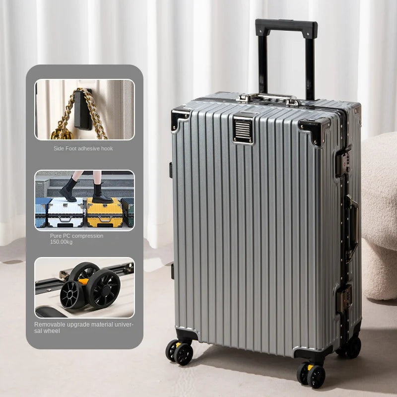 Aluminum Frame Lightweight Travel Suitcase — White | KIMLUD