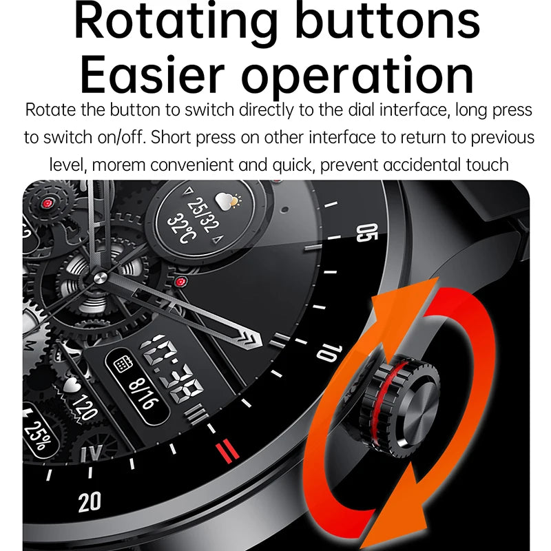 GPS ECG+PPG Bluetooth Call Smart Watch Men 2025 Sports Bracelet NFC Waterproof Custom Watch Face Men SmartWatch For IOS Android