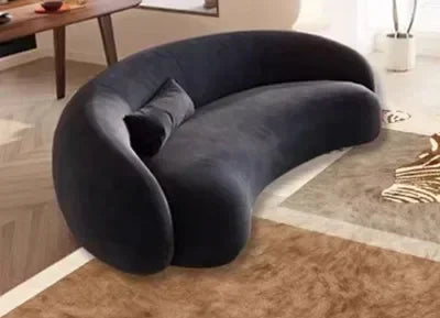 Nordic Velvet-Inspired Sofa Curved Silhouette With Plush Cushioning — Olive Green | KIMLUD