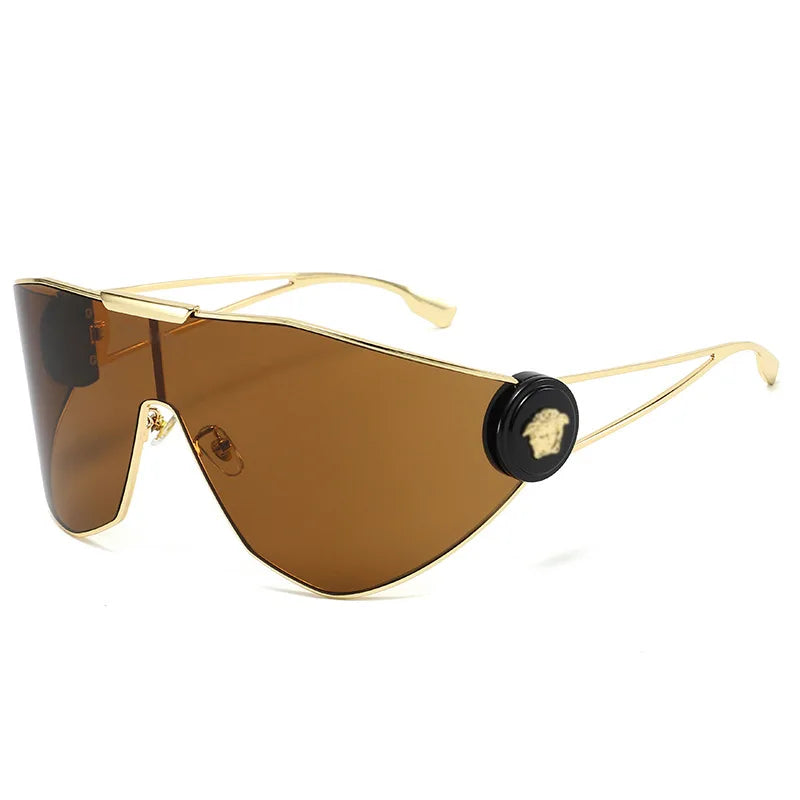 Plastic Oversized Sunglasses Solid — Gold | KIMLUD