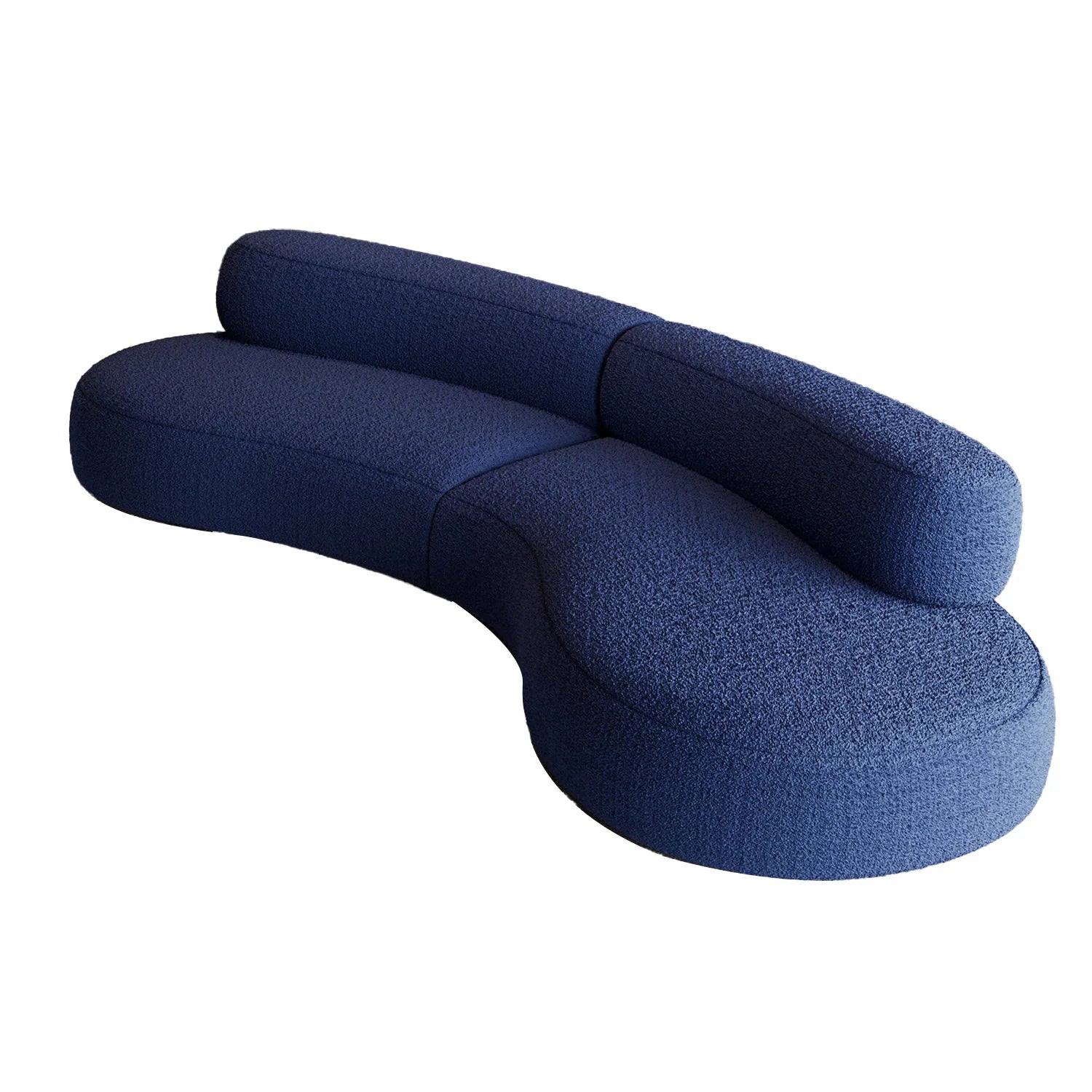 Luxurious Velvet Curved S-Shaped Sofas — Beige | KIMLUD