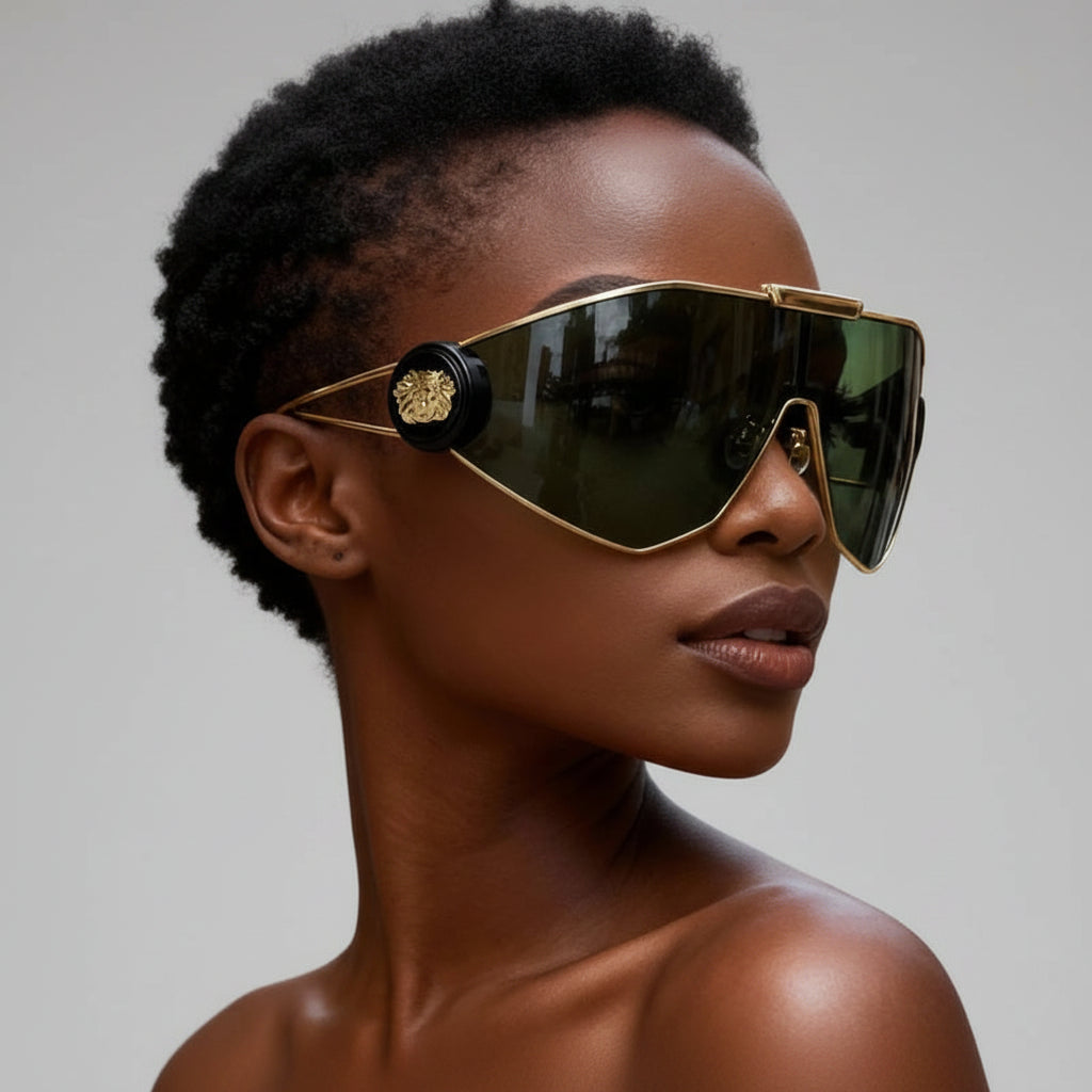 Plastic Oversized Sunglasses Solid — Gold | KIMLUD