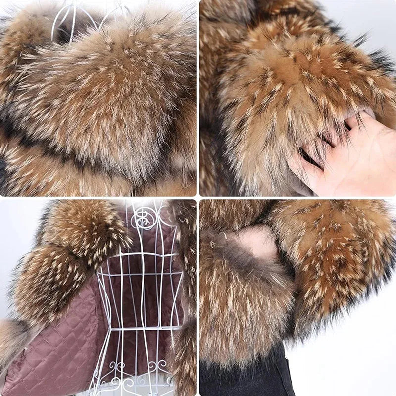 KIMLUD, 2024 maomaokong Super Hot Winter Women Luxury Thick Real Raccoon Fur Coat Natural Fox Fur Jacket Plus Size Jackets Female Vest, KIMLUD Womens Clothes
