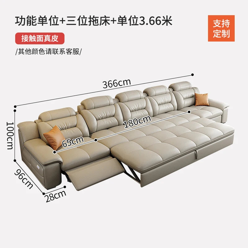Multifunctional Designer Sofa Bed With Storage System For Spacious Living — Ivory-Beige | KIMLUD