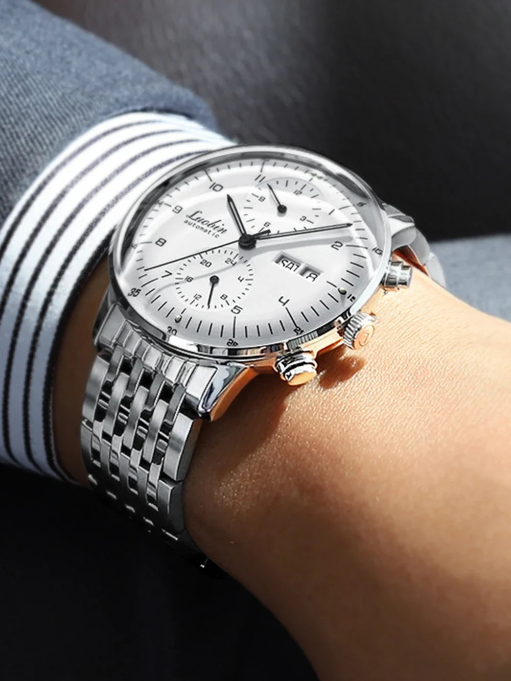 Mens Fashion Mechanical Watches Business Automatic Wristwatch Stainless Steel Luminous Designer Clock Reojes De Hombre New 2023