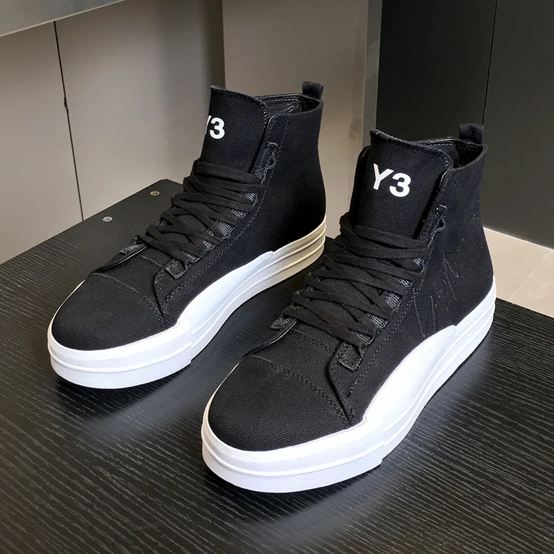 Men's Casual Shoes Fahion Personality Design Boots In Black Canvas Comfortable BreathableMen's Shoes Non-slip Lace-up Shoes Men