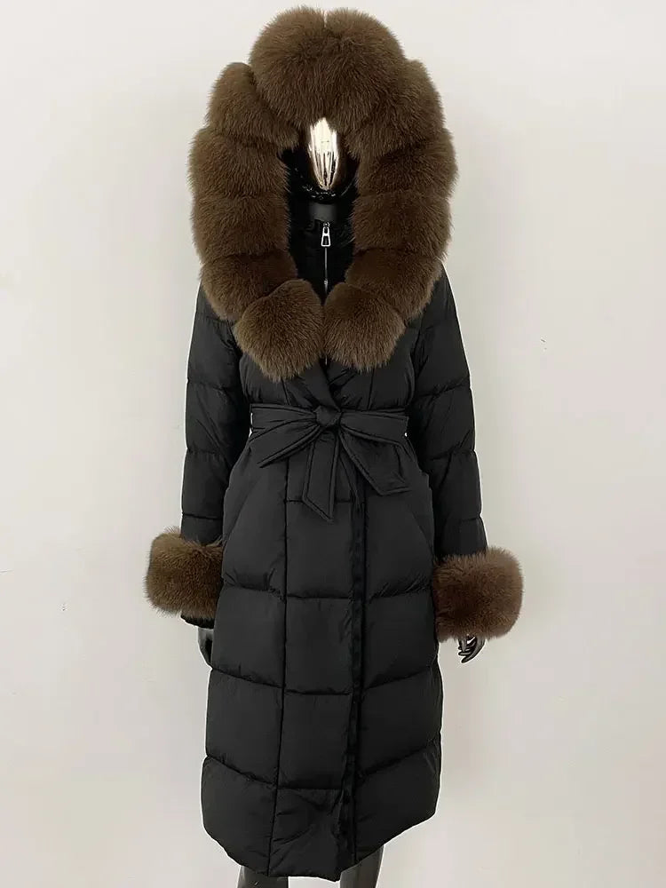 Down Coat – Fur Collar Hooded – Duck Down – White | KIMLUD