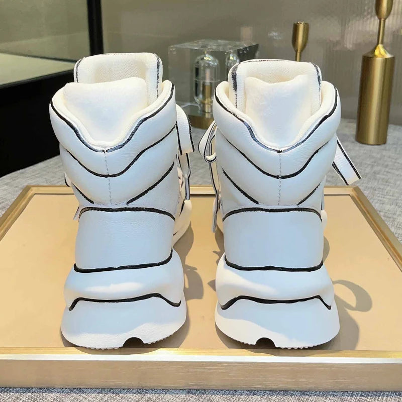 Sneakers – Hand-painted – Cowhide Leather – High Top Unisex | KIMLUD