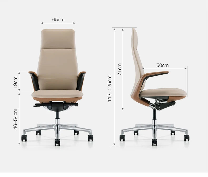 Genuine Leather Ergonomic Executive Office Chair — Black | KIMLUD