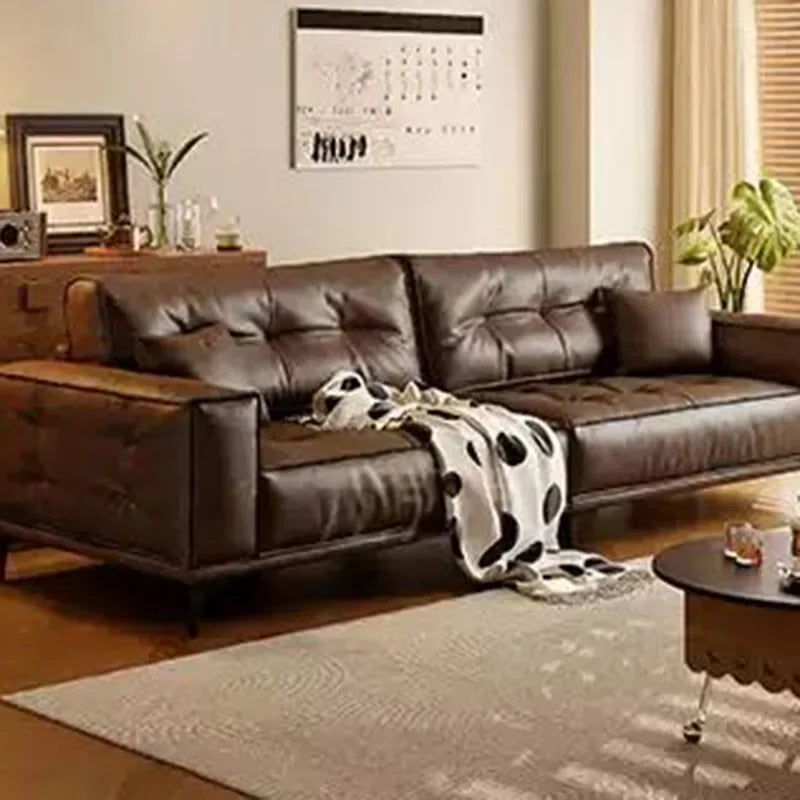 Leather Oversized Sofa Postmodern — Deep Brown | KIMLUD