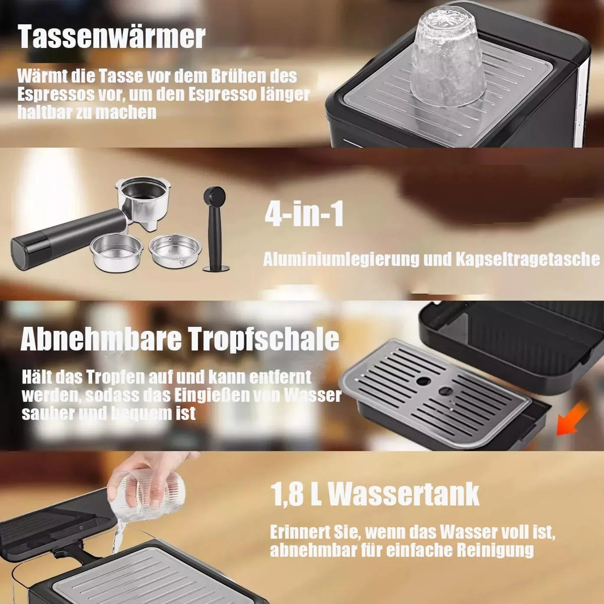 Espresso Machine – 20 Bar Pressure – Black | KIMLUD