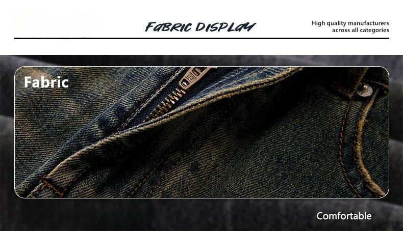 4 Colors Autumn Vintage Distressed Men's Baggy Straight Jeans Fashion Korean High Street Denim Pants Streetwear Male Trousers