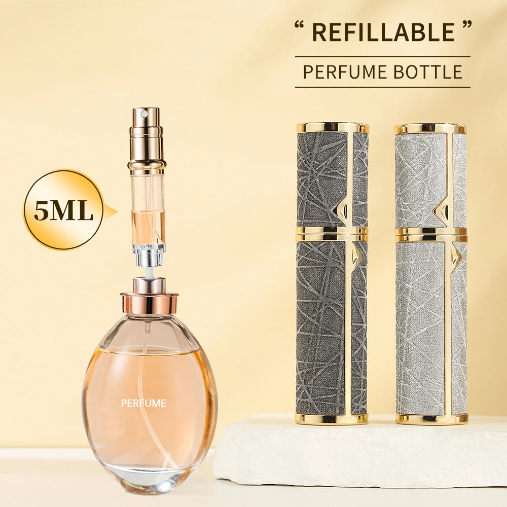 5ml Leather Perfume Atomizer Portable Liquid Cosmetics Containers Traveling Mini Perfume Refillable Bottles Empty Spray