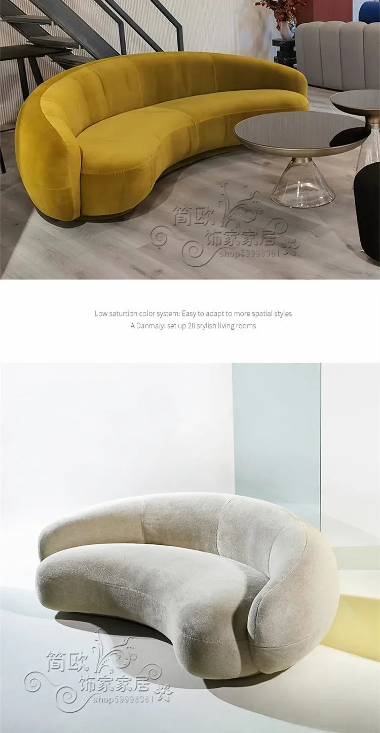 Nordic Velvet-Inspired Sofa Curved Silhouette With Plush Cushioning — Olive Green | KIMLUD