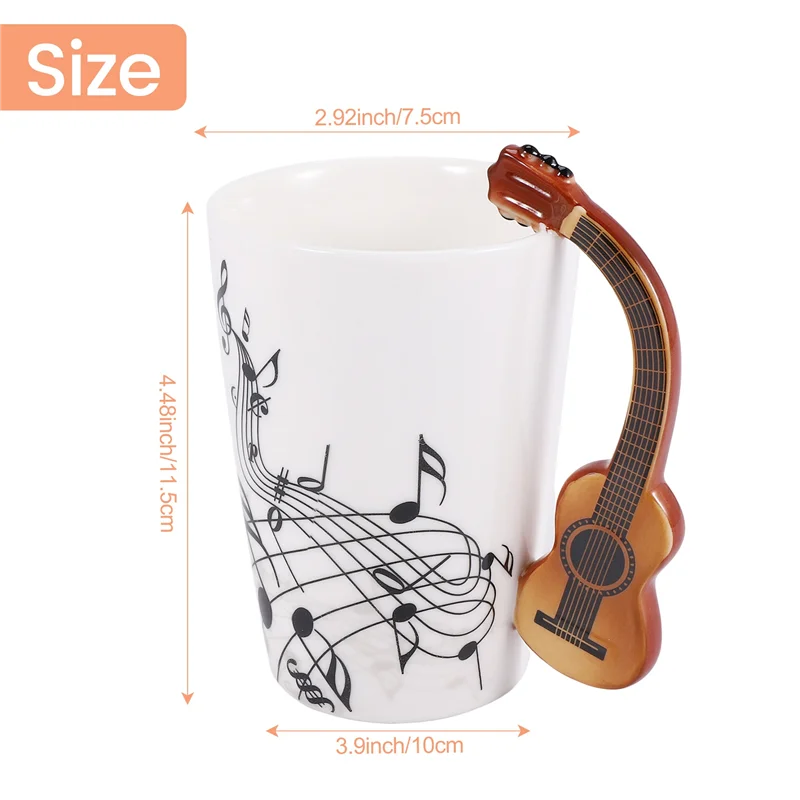 Ceramic Mug Guitar-Handle Novelty — White | KIMLUD