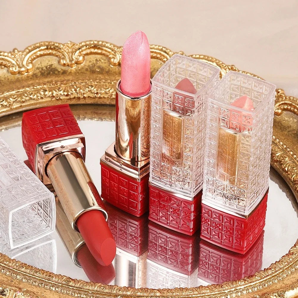 Metallic Lip Gloss Glitter Glaze Waterproof Long-Lasting — Bright Red | KIMLUD
