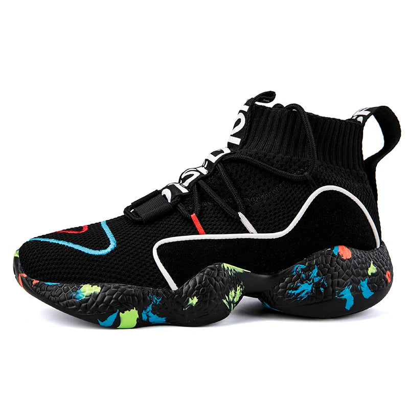 Men's Sneakers – Breathable Lace-Up – Colorful Sock Shoes | KIMLUD