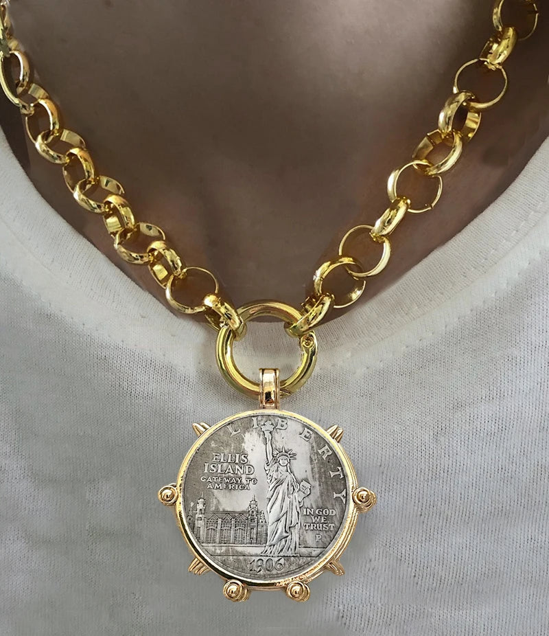 Copper Orla Coin Pendant Necklace — Copper | KIMLUD