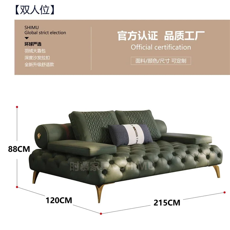 Italian Genuine Leather Sofas Sectional Modern Luxry Designer Loveseat Sofa 3 Piece Set Woonkamerbanken Living Room Furniture