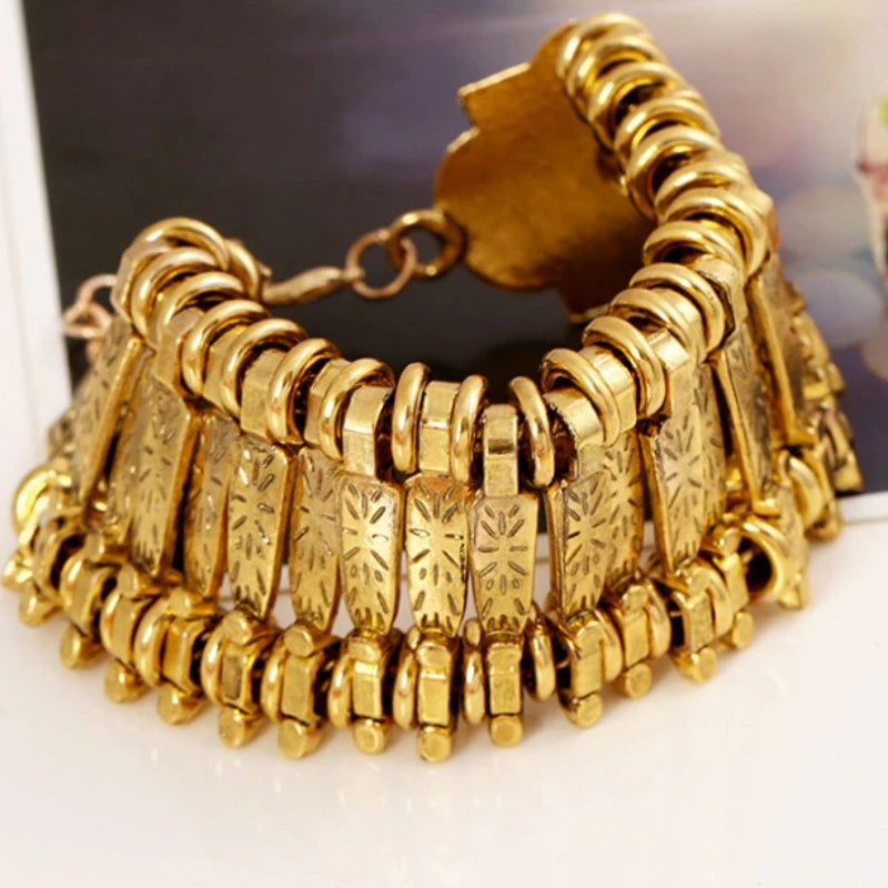 New Bohemian Coin Bracelets for Women Metal Vintage Flower Statement Bracelets Festival Turkish Beach Jewelry Tribal Ethnic
