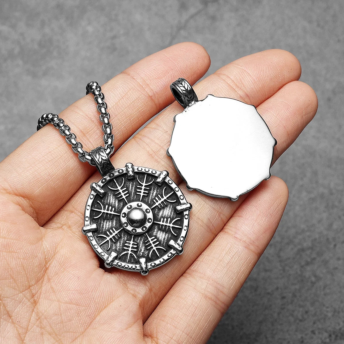 Viking Retro Shield Men Necklaces With Pendant Stainless Steel Jewelry For Male Women Punk Hip Hop Accessories Gifts Wholesale