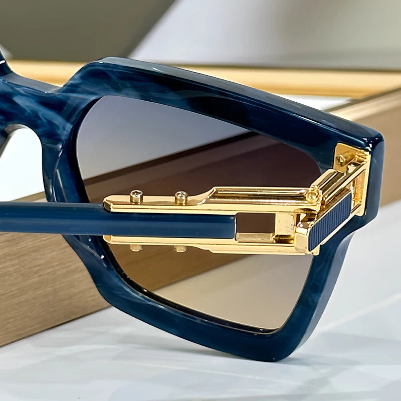 Acetate Square Sunglasses Handmade Alloy UV400 — Black | KIMLUD