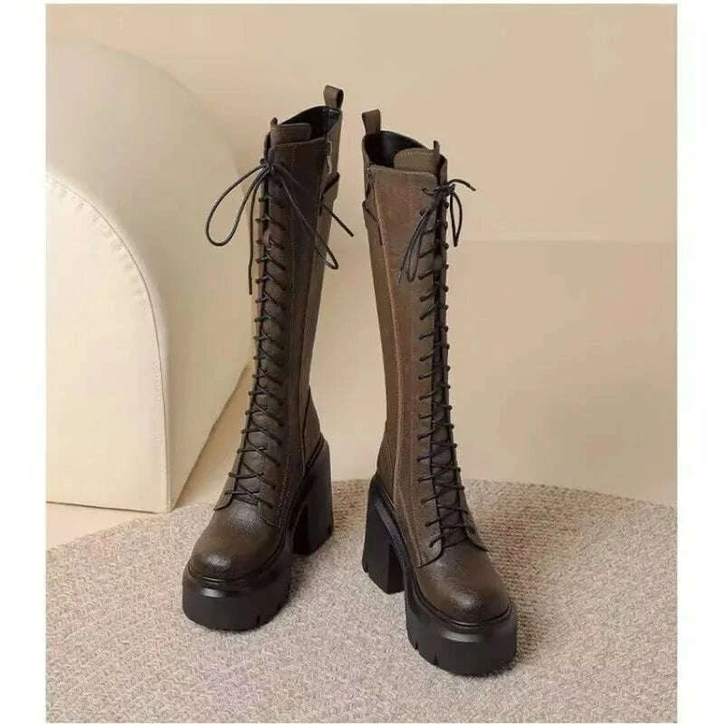 KIMLUD, Super High Heel Knight Boots Women Show Skinny Thigh Boots Autumn Winter High Tall Women Platform, KIMLUD Womens Clothes