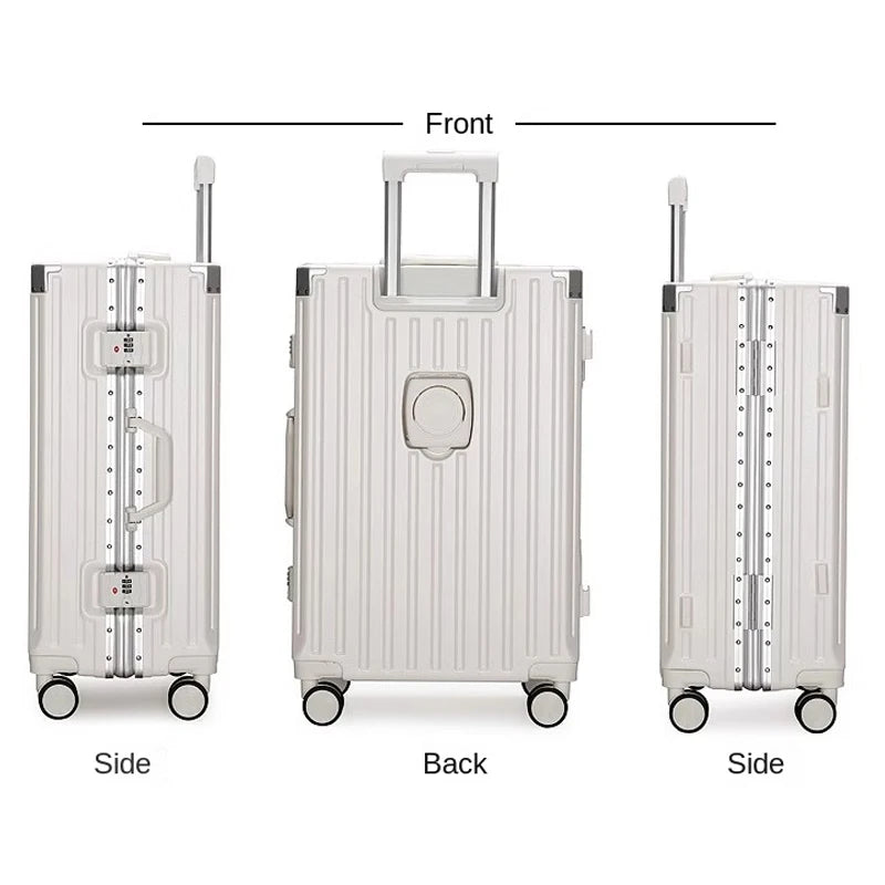 Multifunctional Luggage Aluminum Frame with USB Charging Port 30" High-capacity Suitcase 20-inch Travel Boarding Password Box