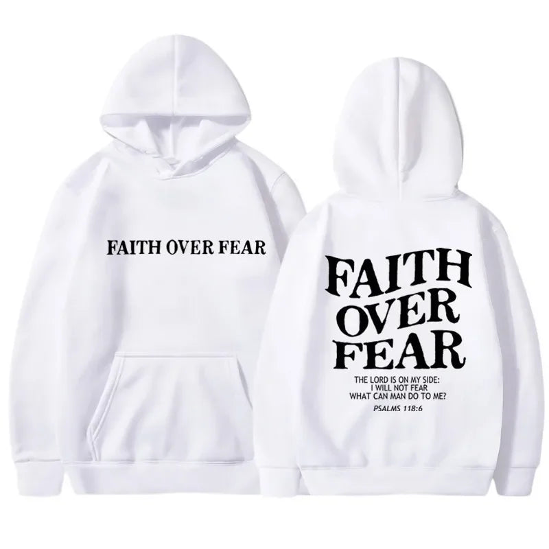 Hoodies – Faith Over Fear Print – Polyester Knit | KIMLUD